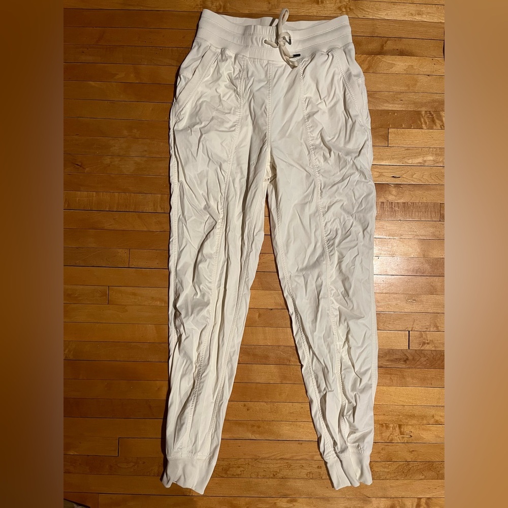 Women's White Drawstring Jogger Pants